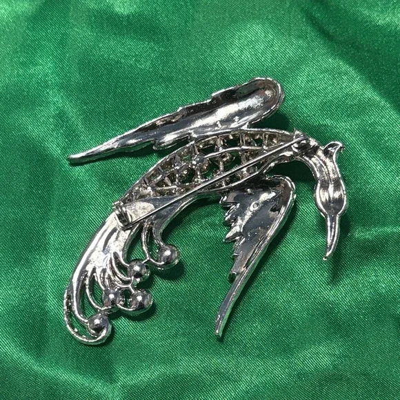 Sale!!! Vintage Silver Crystal Bird Brooch - Picture 3 of 4